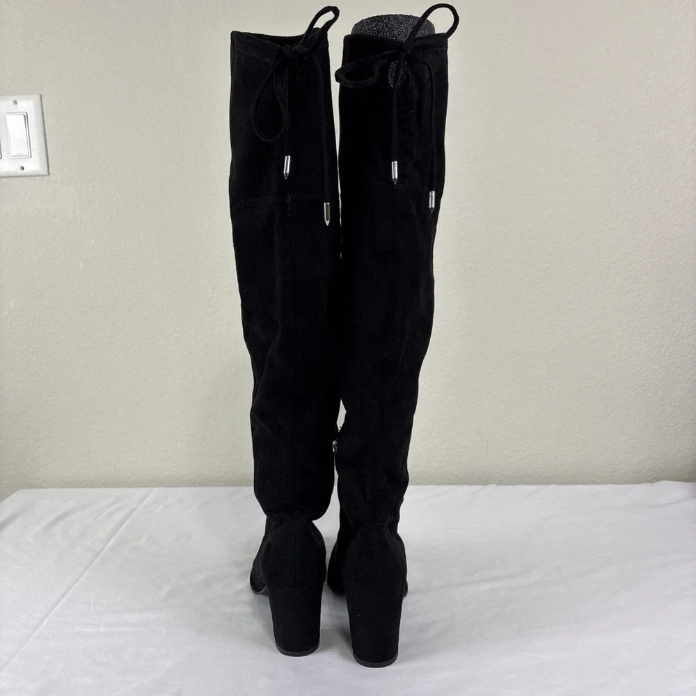 Marc Fisher Okun Over The Knee Black Faux Suede‎ Boots Size 7.5 M Preppy Western